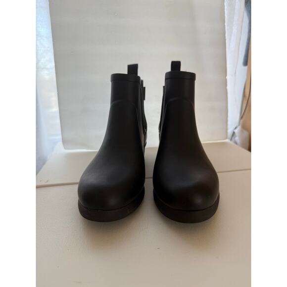 Kate Spade Rain Boot Ankle Chelsea Black Low Block Heel Pull On 6 - Picture 2 of 10